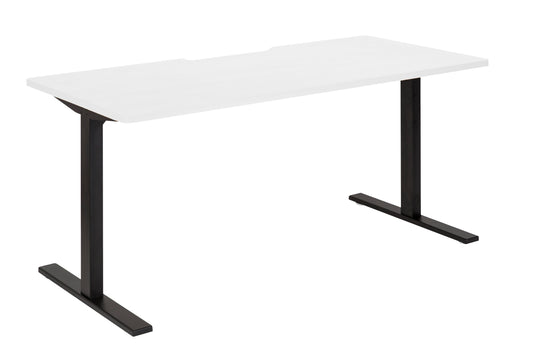 PULSE DESK 1800x800 SCALLOP WHITE TOP BLACK METAL FRAME