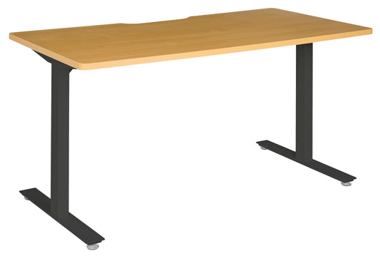 DESK AMPLIFY 1500x750x730MM    SCALLOP BEECH TOP BLACK FRAME