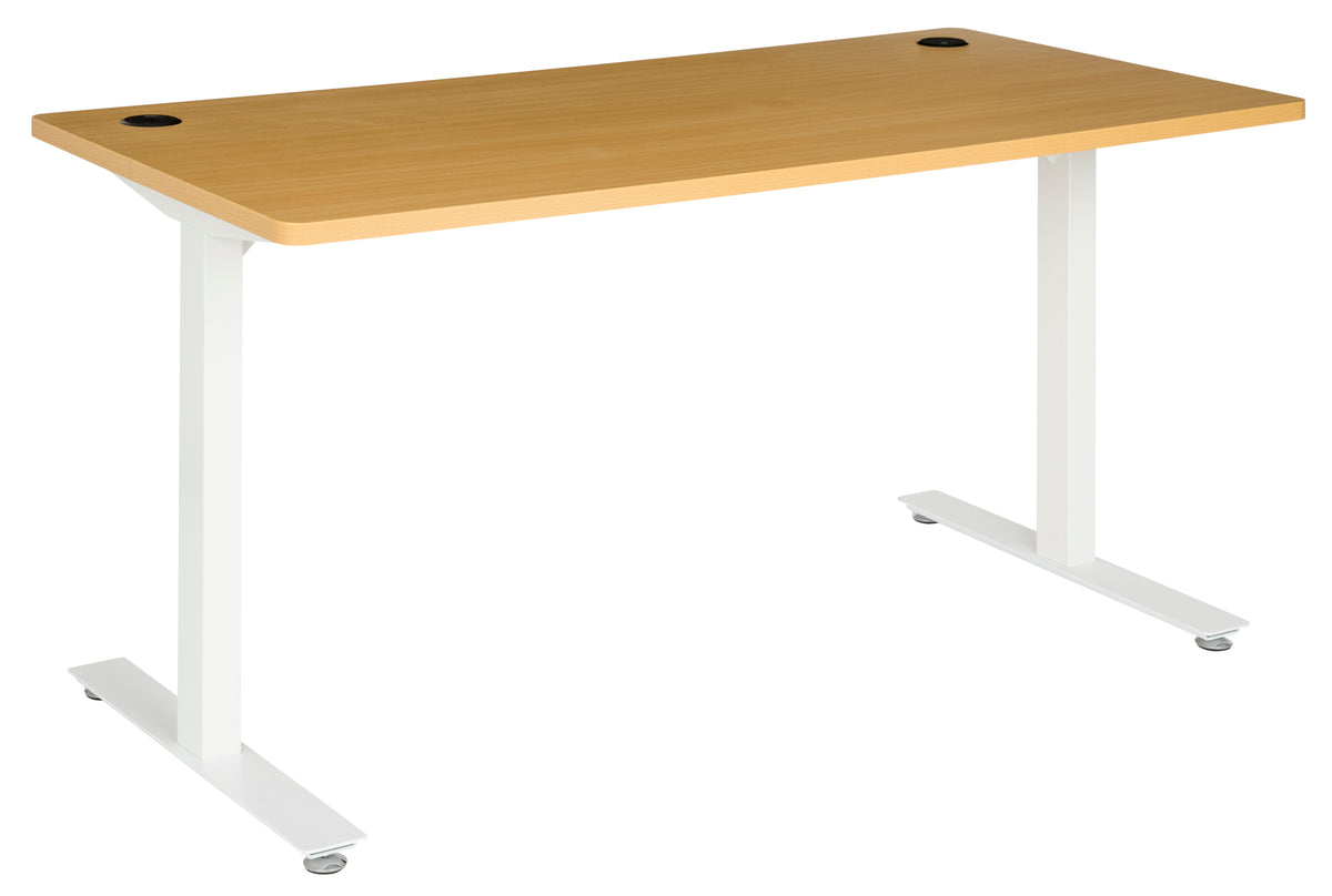 AMPLIFY 1500x750  STRAIGHT DESK BEECH TOP WITH WHITE FRAME