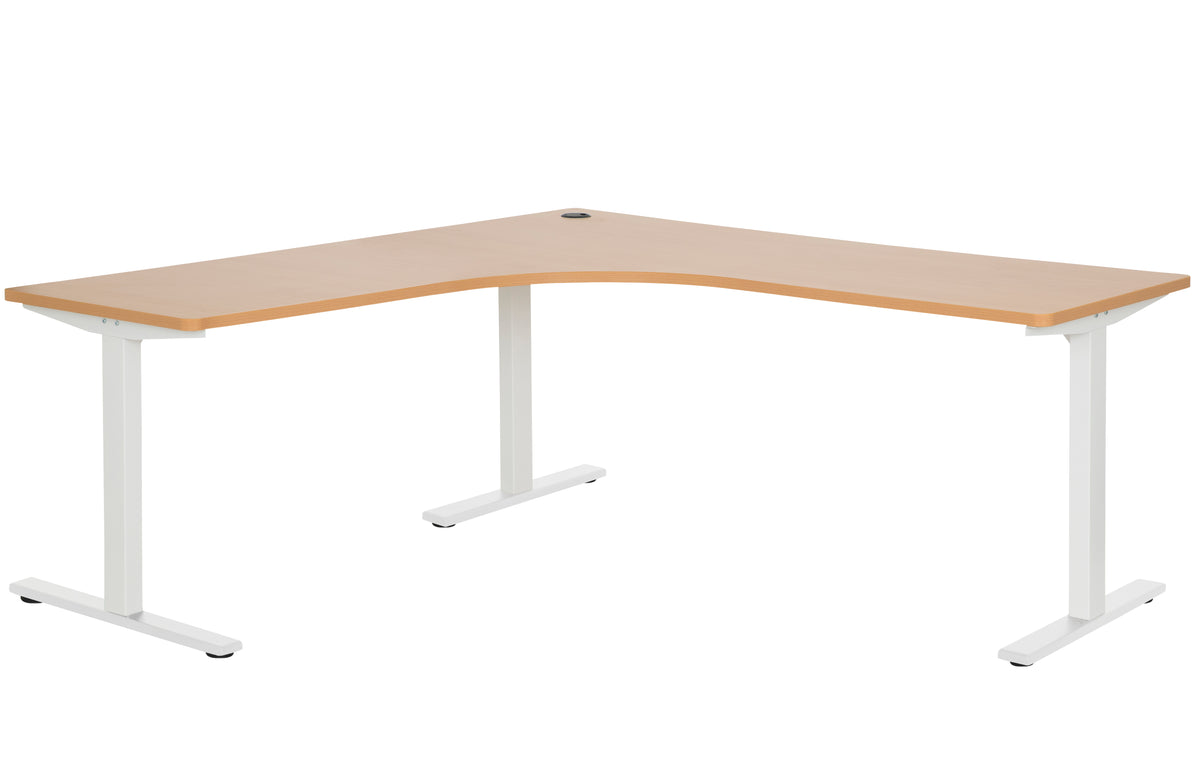 PULSE 1800x600 METAL LEG WORKSTATION BEECH TOP AND WHITE METAL FRAME