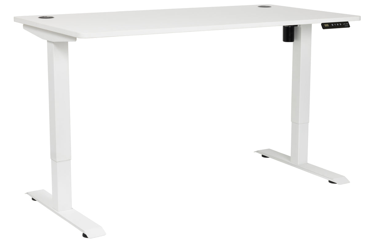 PULSE SINGLE MOTOR HEIGHT ADJUSTABLE DESK 1500Wx750D WHITE TOP WHITE BASE 3 PROGRAM CONTROLLER