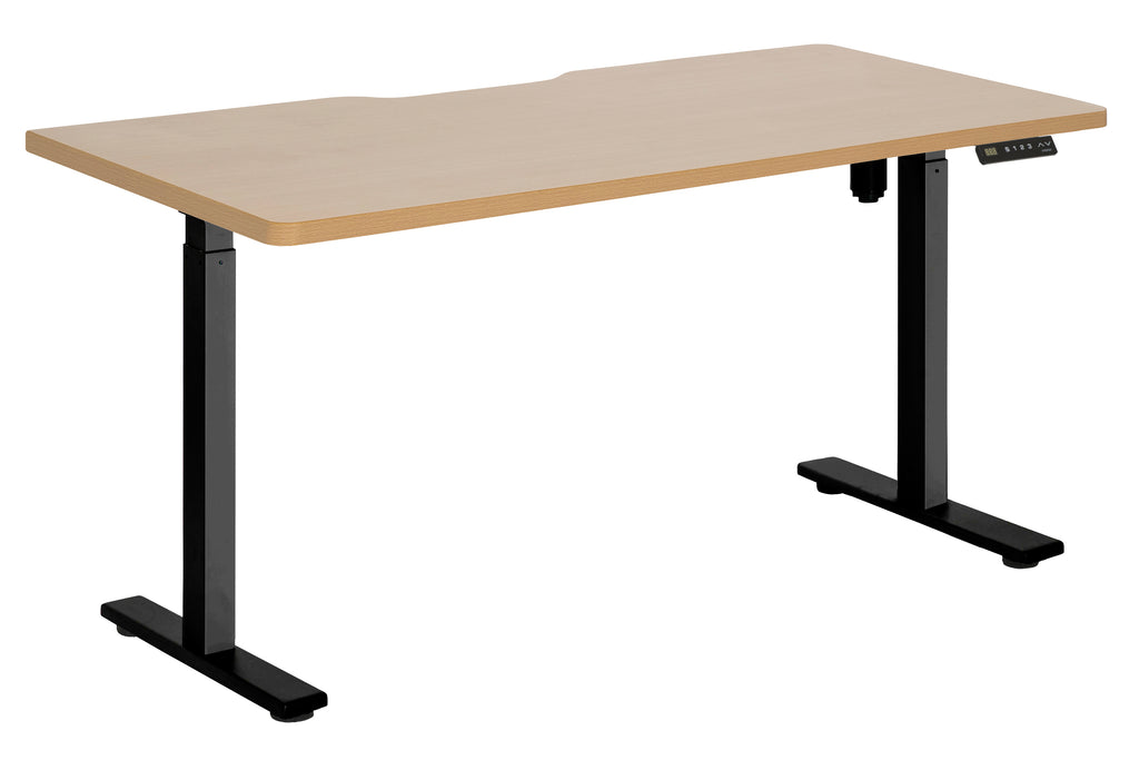 PULSE DUAL MOTOR 2 STAGE HEIGHT ADJ DESK 1800 BLACK FRAME WITH BEECH SCALLOP TOP