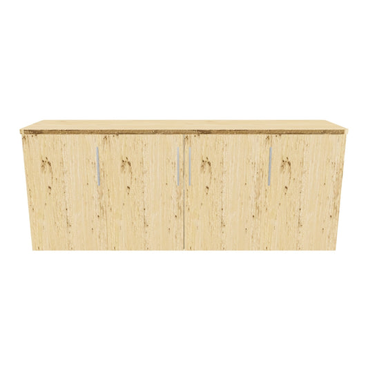 PULSE OFFICE CREDENZA 1500Wx450D IRONSTONE FRAME BEECH TOP AND DOORS