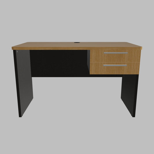 EMERGE SLAB END OFFICE DESK WITH 2 DRAWERS  1200Wx600D IRONSTONE BASE BEECH WORKTOP